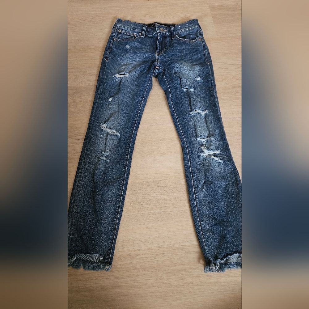 Express Midnight Blue Ripped Skinny Jeans